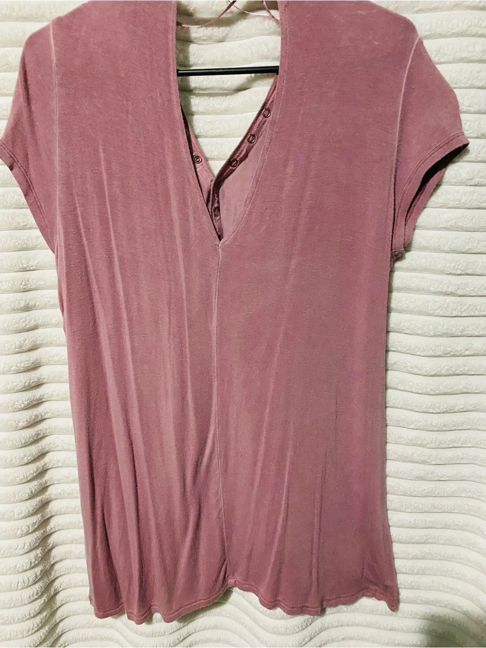 Cloud Chaser Short-Sleeve Henley Tunic in Dusty Rose